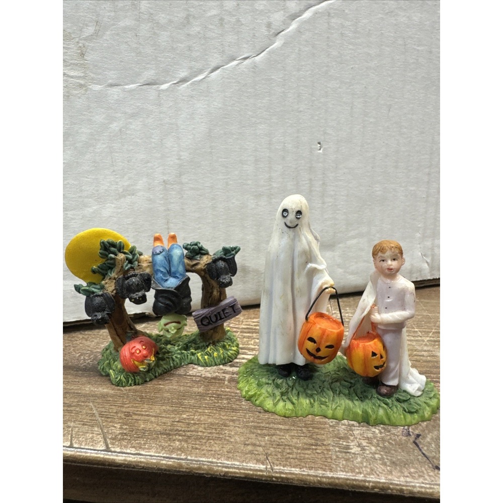 Vintage Child In Ghost Costume Halloween Figurines